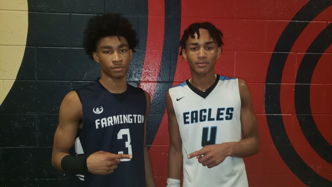 Michigan State recruiting targets Jaden Akins (left) and Kobe Bufkin faced each other for the first time at The 6th Annual Red Hawks Showcase on Saturday. 