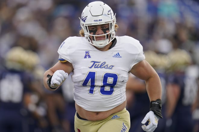 Tulsa DL Owen Ostroski will likely play both tackle and end in Kevin Wilson's defensive scheme.