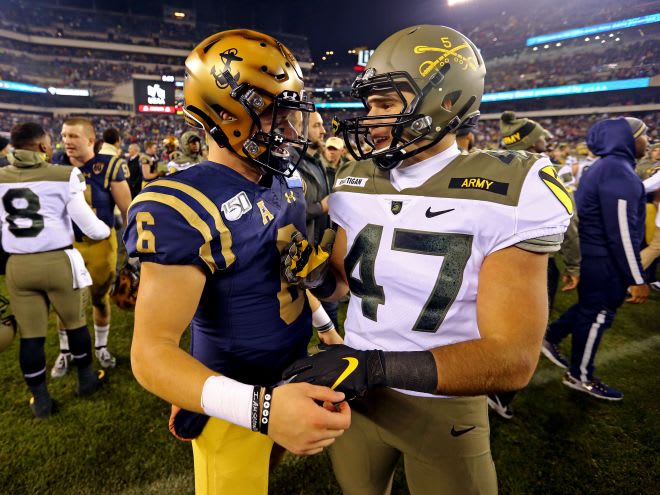 Navy Midshipmen Mitch West, Army LB Jon Rhattigan meet again