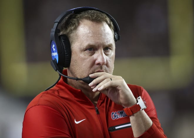 Hugh Freeze looks on during Ole Miss' win at Texas A&M last November. 