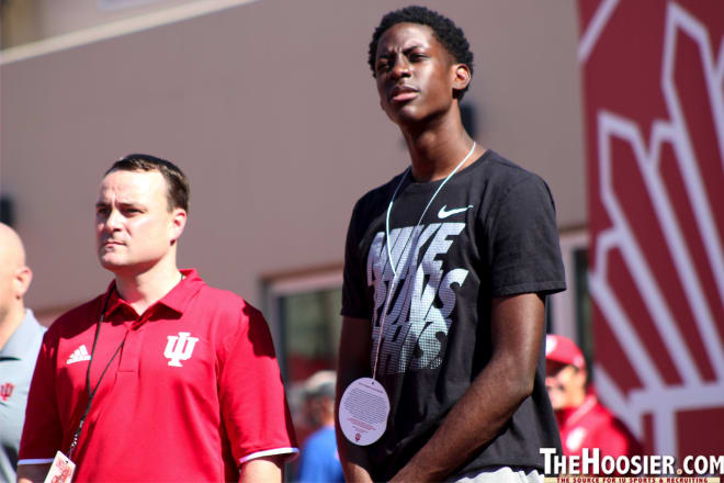 Terrence Clarke (right) stands next to IU head coach Archie Miller during his unofficial visit last September. 
