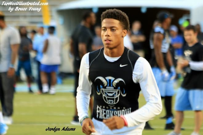 Jordyn Adams, a 4-star WR and son of UNC DL coach Deke Adams, announced Thursday the Heels are one of his final two schools.