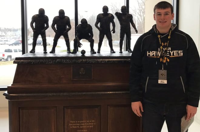 Class of 2018 offensive lineman Matt Fagan attended Iowa's camp last month.