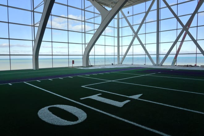 A view of Lake Michigan from inside Ryan Fieldhouse.