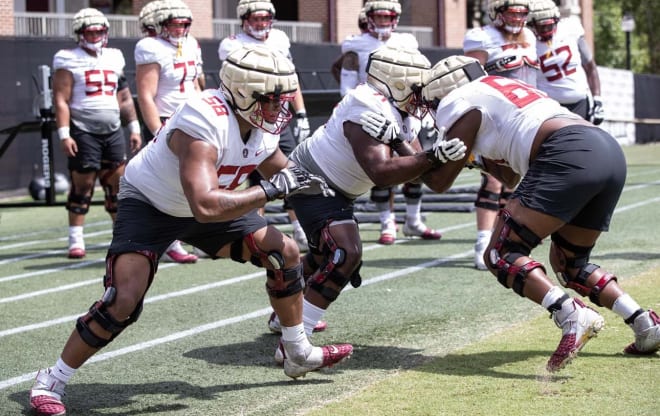 FSU's improved offensive line depth, featuring newcomers like transfer Bless Harris (No. 58), has been a noticeable difference this preseason.
