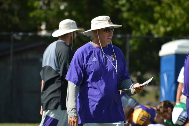 ECU offensive coordinator Tony Petersen and the Pirates continue to prep for BYU Saturday night.
