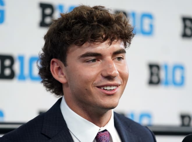 Wisconsin quarterback Graham Mertz at the 2022 Big Ten Media Days. 