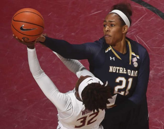 Forward Kristina Nelson recorded career highs in points (16) and assists (seven) in the win at Boston College.