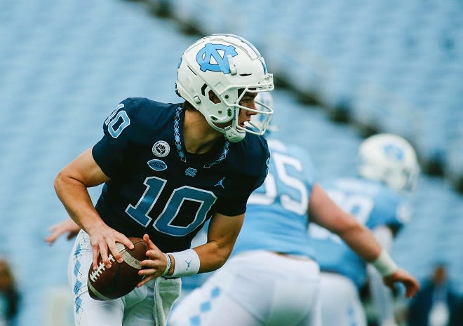 UNC QB Drake Maye learned he would start during a meeting with Phil Longo on Saunday evening.