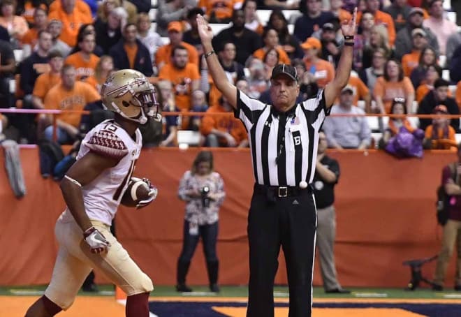 Florida State receiver Travis Rudolph celebrates a touchdown in his team's commanding win over Syracuse.