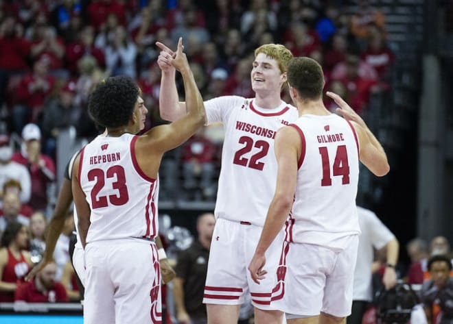 Carter Gimore, Chucky Hepburn and Carter Gilmore celebrating against Lehigh 