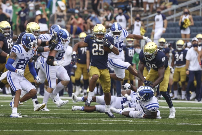 Notre Dame freshman running back Chris Tyree