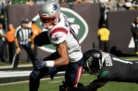 Former NC State wide receiver Jakobi Meyers of the New England Patriots had nine catches for 60 yards and a touchdown against the New York Jets.