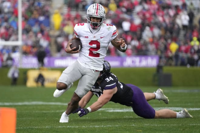 Emeka Egbuka scored a game-tying touchdown in the second quarter.