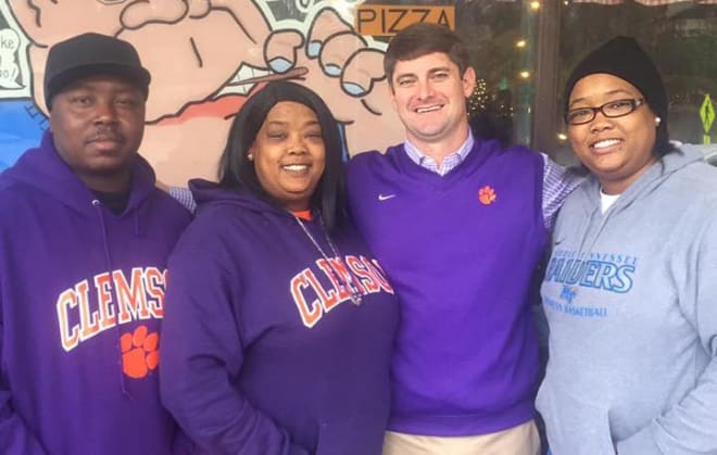 Higgins' family with former Clemson wide receivers coach and now South Florida head coach Jeff Scott.