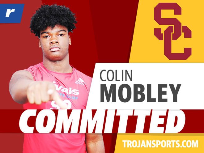 Colin Mobley, a 3-star defensive end from DeMatha HS in Hyattsville, Md., is the first east coast commit for USC in this 2021 class.