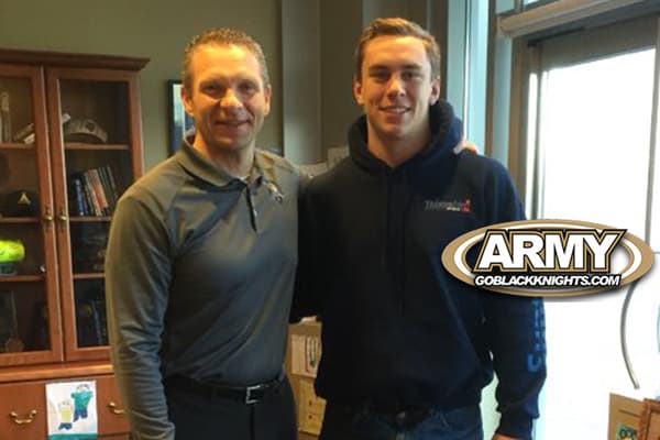 Army Head Coach Jeff Monken with incoming LB, Cole Christiansen