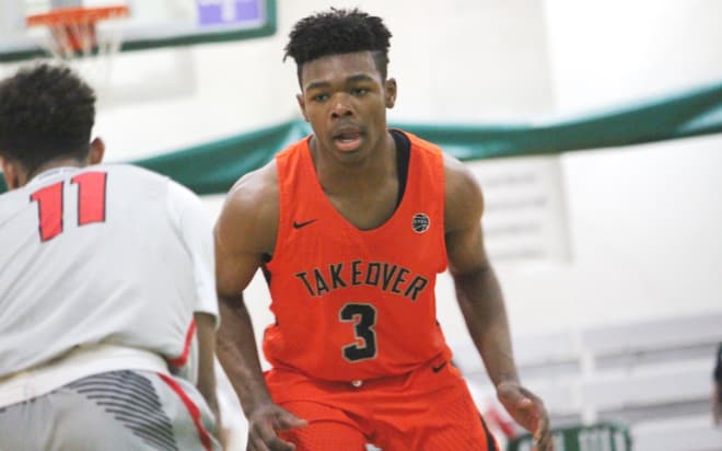 Known for his exceptional defense, Paul VI guard Anthony Harris showed his ability to set others up to score with seven assists in Team Takeover's Championship win at Peach Jam