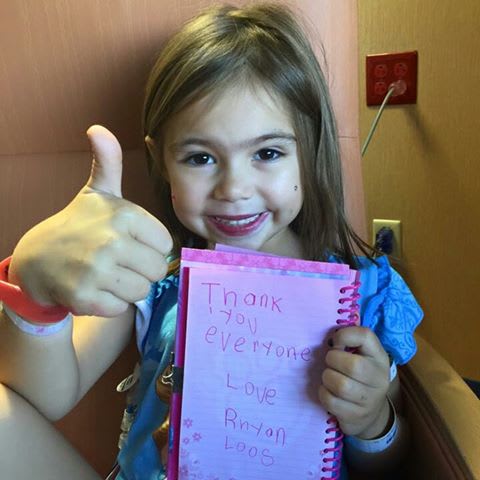 Rhyan Loos wrote a note to thank her supporters shortly after her diagnosis.