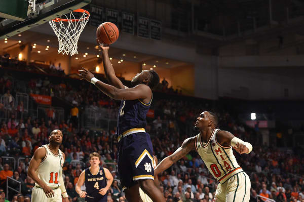 Freshman point guard T.J. Gibbs scored two of Notre Dame’s 15 bench points in a 67-62 Irish victory at Miami Jan. 11.