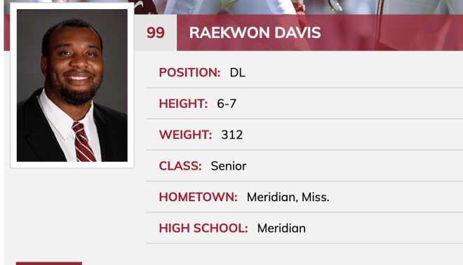Raekwon Davis has played in 46 games with the Crimson Tide 