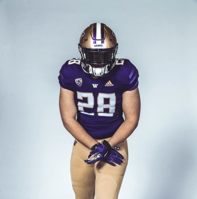 2021 three-star Eatonville (Wash.) tight end Caden Jumper on an unofficial visit to Washington in January 2020. 