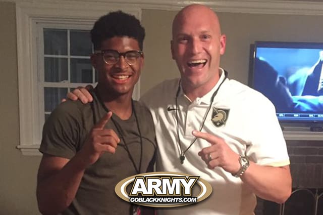 Army commit and CB Caleb John returns to campus this weekend ... here with D-line coach, Chad Wilt