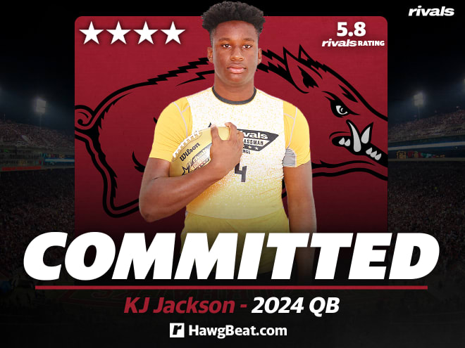 Four-star quarterback KJ Jackson out of Montgomery, Alabama, has committed to Arkansas. 