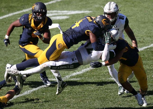 Brown forced a fumble in last season's game against Hawaii