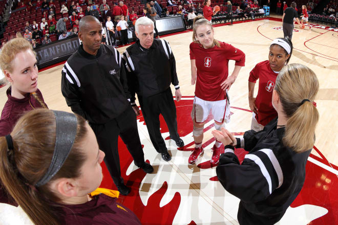 From left, former Stanford players Karlie Samuelson and Briana Roberson before a game against Arizona State.