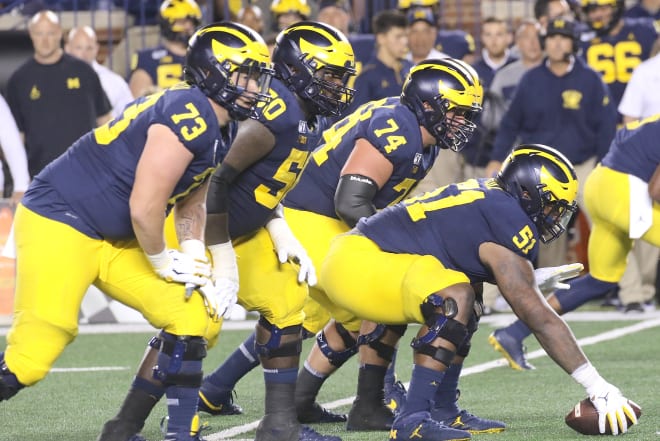 The Michigan football offensive line will play a crucial role in how Saturday goes for the Wolverines. 