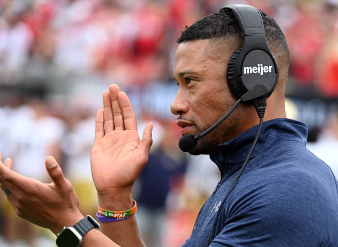 Notre Dame coach Marcus Freeman watch his 10th-ranked Irish pull away from NC State with a dominant fourth quarter.