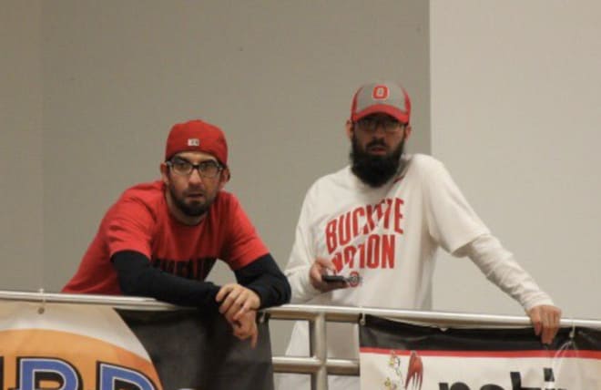 Zach and Jeff Edgington "work" a basketball game in Mesa in December 2016