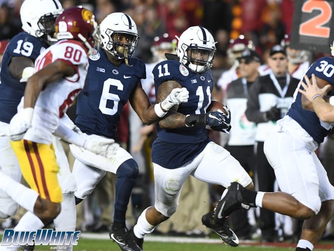 Bell returns an interception 24 yards in the third quarter of the Rose Bowl.