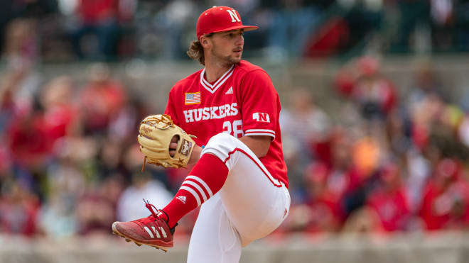 Senior right-handed pitcher Koty Frank deals a pitch