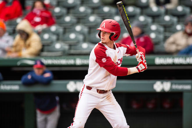 Matt Goodheart hit a home run in Game 2 of Arkansas' 2020 Fall World Series