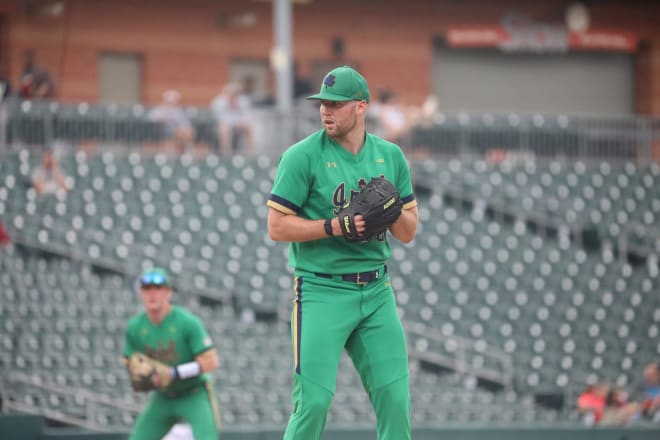 Notre Dame ace John Michael Bertrand gets ready to deliver a pitch during ND's 5-3 victory over Florida State on Thursday.