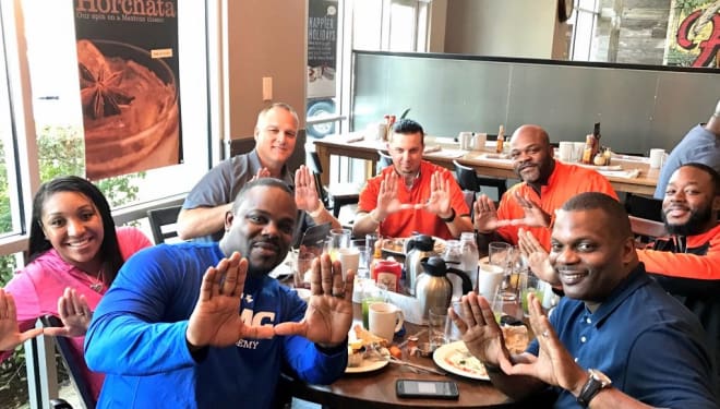 Breakfast with Richt: BJ McKitty (L in IMG shirt) and JJ Battle (right in blue polo)