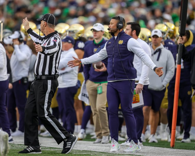 Notre Dame coach Marcus Freeman saw his team score 41 second-half points Saturday and their way to a 58-7 rout of Pitt.