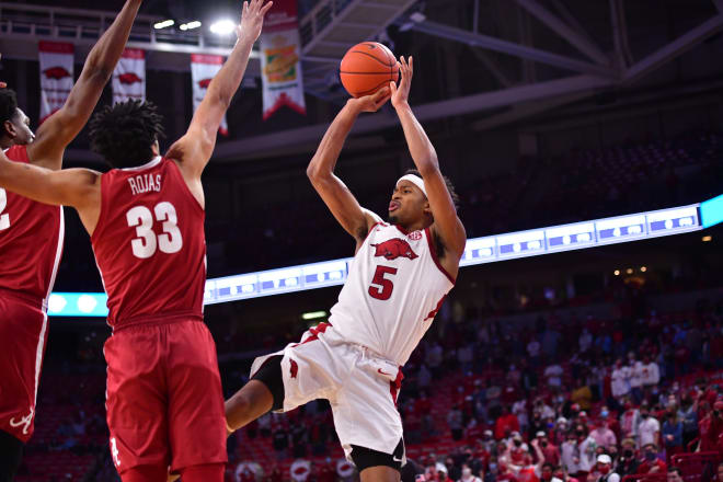 Moses Moody scored a game-high 24 points in Arkansas' win over Alabama on Wednesday.