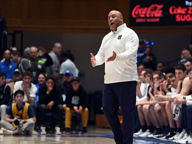 Notre Dame head coach Micah Shrewsberry watched his team lose Wednesday night for a seventh consecutive time.