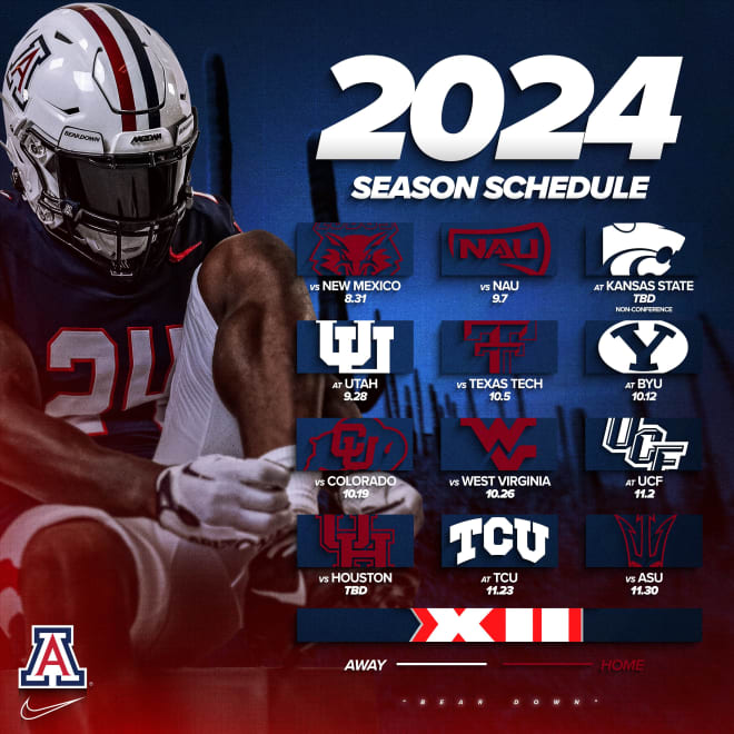 Arizona, Big 12 Release 2024 Football Schedule - GOAZCATS