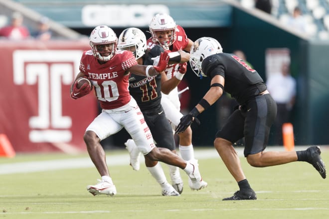 Jose Barbon leads Temple with 13 catches for 163 yards through two games. 