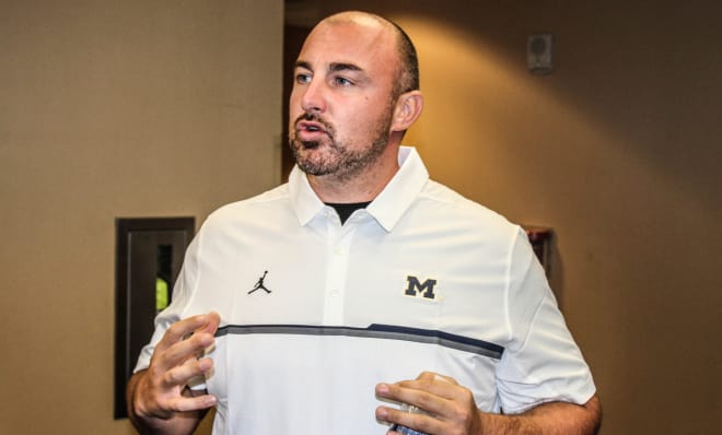 Linebackers coach Chris Partridge is working with strong starters, looking to build depth.