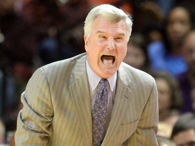 Kansas State coach Bruce Weber pleads with his team during the Wildcats' 30-point loss at Oklahoma on Saturday.