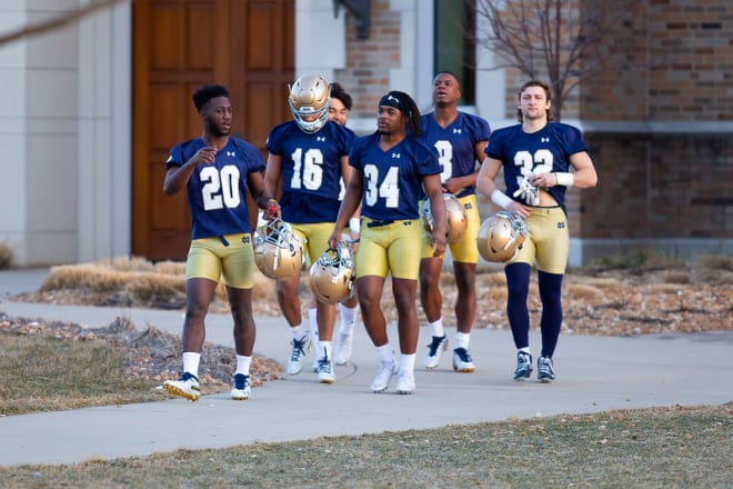 Notre Dame’s running back corps prepares to enter the first day of spring practice.