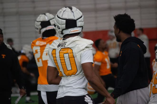 Squirrel White (10) at Tennessee football's spring practice on March 19, 2024.