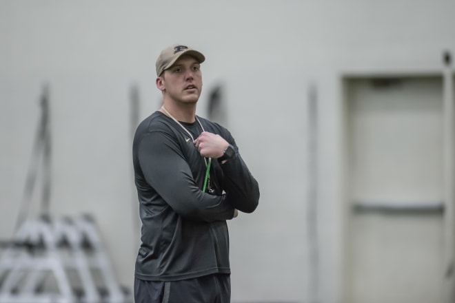 Quality control assistant Ryan Wallace has been coaching the tight ends this spring.