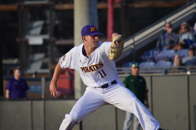 ECU Friday night starter Chris Holba went six innings and remained undefeated to move to 8-0 on the season.