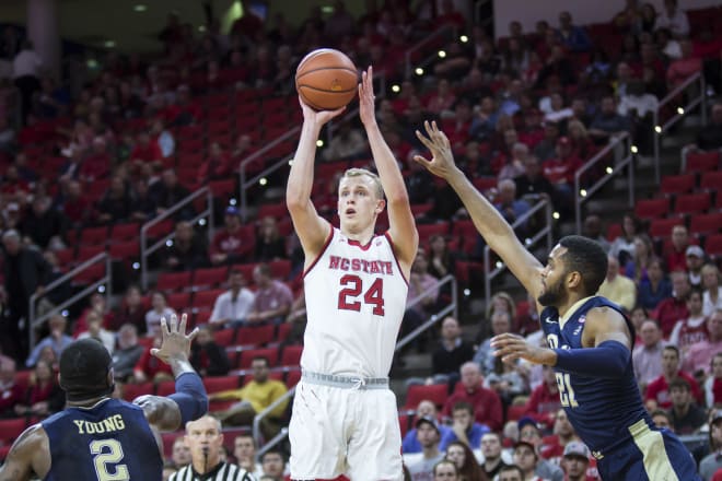 Sophomore small forward Maverick Rowan scored 21 points in NC State’s 79-74 win over Pittsburgh on Tuesday at PNC Arena.